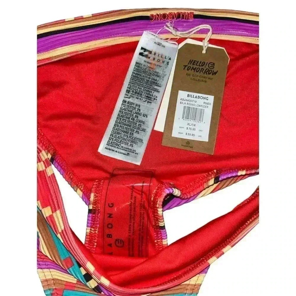 Billabong Baja Rising Lowrider Bikini Bottoms Size XL Multi Colored Boho Retro - Picture 6 of 6